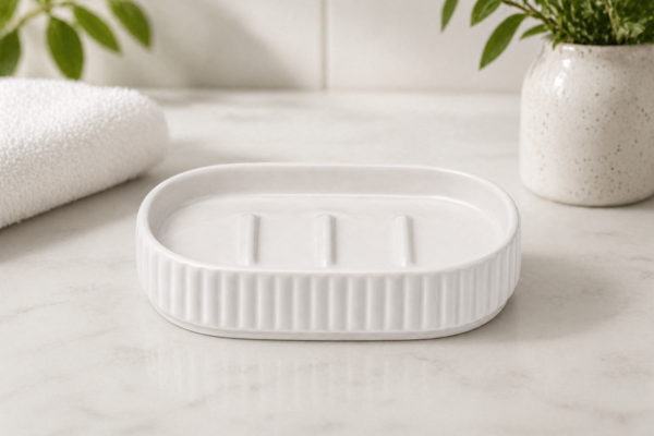 Ceramic Soap Dish Tray Non-Slip Bathroom Accessory Durable Modern Design | civaro