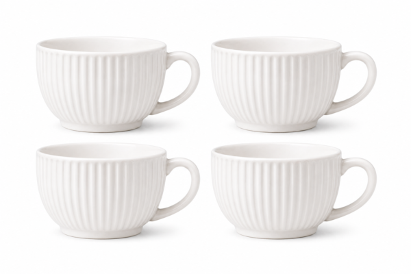Ceramic Tea Cup Set of 4 Elegant Handle Cups 200ml Durable Modern Design | civaro