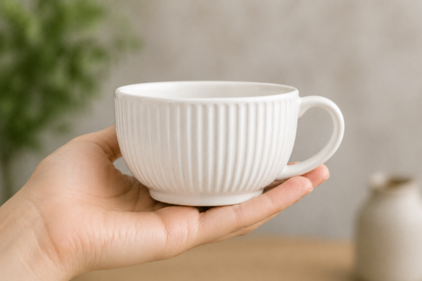 Ceramic Tea Cup Set of 4 Elegant Handle Cups 200ml Durable Modern Design | civaro