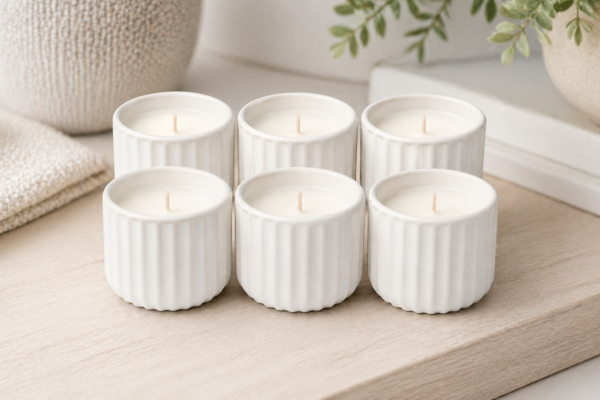 w7.4 Ceramic Mini Candle Jar Set of 6 Bulk Gift Pack Decorative Home Scented Candles | civaro
