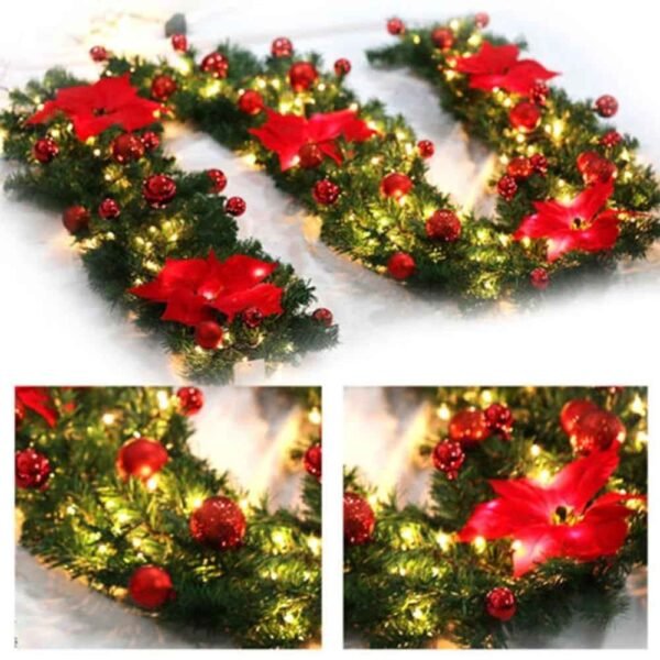 1303_16fffef211a37779a32daf93faad427f.jpg 2.7M Christmas Garland with LED Lights Luxury Rattan Wreath Fireplace Stair Decoration