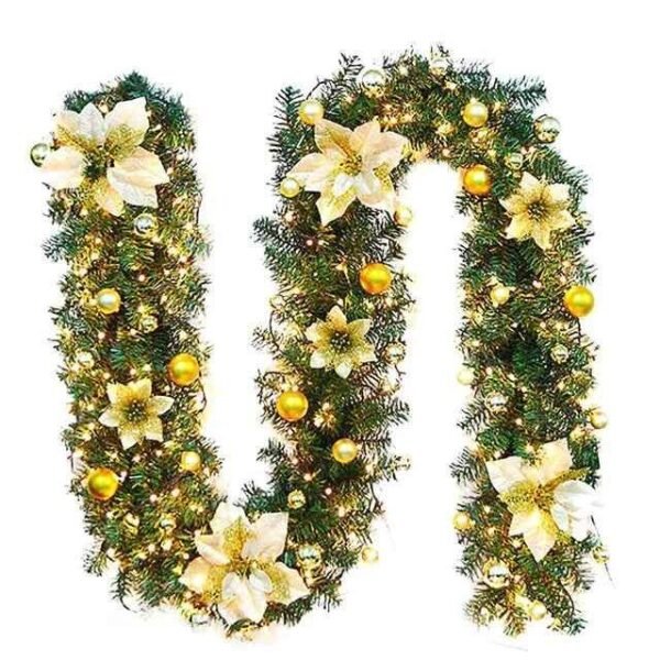 1303_1e0cccff2eb2bdbbbb9f7a5650690509.jpg 2.7M Christmas Garland with LED Lights Luxury Rattan Wreath Fireplace Stair Decoration