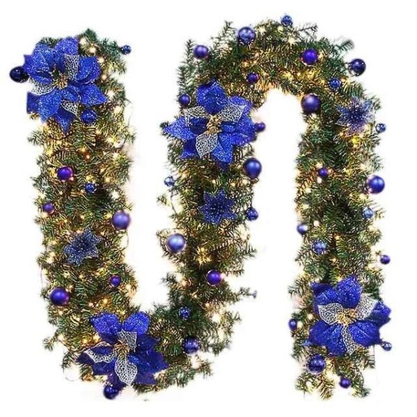 1303_68fe711fa0a047bea9ee4ef38e979fa4.jpg 2.7M Christmas Garland with LED Lights Luxury Rattan Wreath Fireplace Stair Decoration