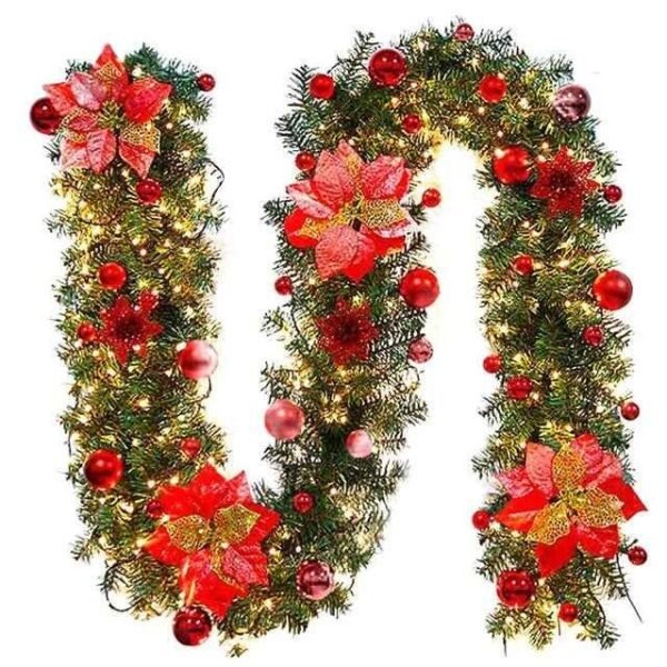 1303_989b82d6a9a087851b9c4a11ba785c72.jpg 2.7M Christmas Garland with LED Lights Luxury Rattan Wreath Fireplace Stair Decoration