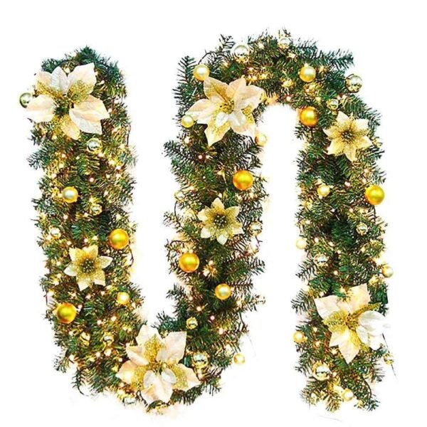 1303_c6317c65ba767141a12261a30005006d.jpg 2.7M Christmas Garland with LED Lights Luxury Rattan Wreath Fireplace Stair Decoration
