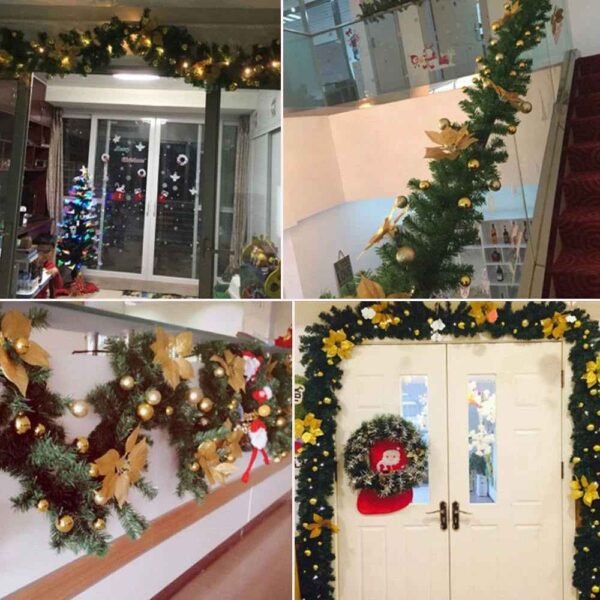 1303_f15cad6c44c36f318607aefc3f6e5060.jpg 2.7M Christmas Garland with LED Lights Luxury Rattan Wreath Fireplace Stair Decoration