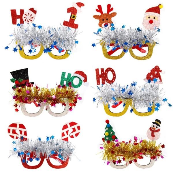 1357_3d0904da811de074e20a1f850a0bfd59.jpg Christmas Party Glasses Novelty Glitter Frames Santa Reindeer Snowman Photo Props