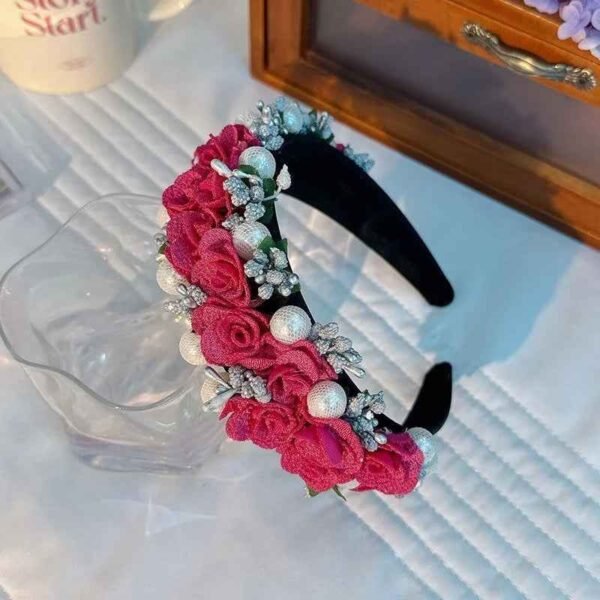 1387_8a7a35396485cc57500ade22bf0010a3.jpg Baroque Pearl Rose Headband Luxury Fabric Flower Hair Band Wedding Party Accessory
