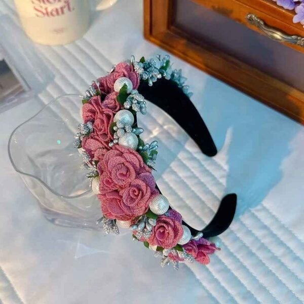 1387_90b76241d3977f1c4d3fbe12793b6e00.jpg Baroque Pearl Rose Headband Luxury Fabric Flower Hair Band Wedding Party Accessory