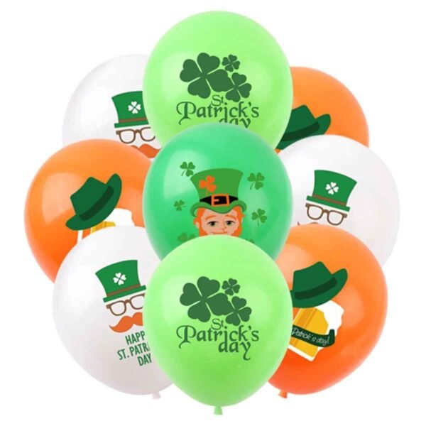 1566_32343fc8384283aa0fca10b304c72259.jpg St Patricks Day Balloon Set 5pcs Green Shamrock Irish Party Decoration 12 Inch Latex