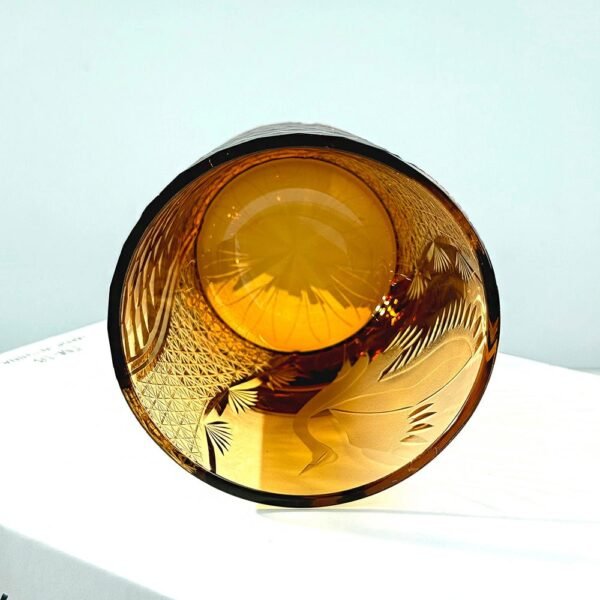 Edo Kiriko Handcrafted Pine & Crane Crystal Whisky Glass