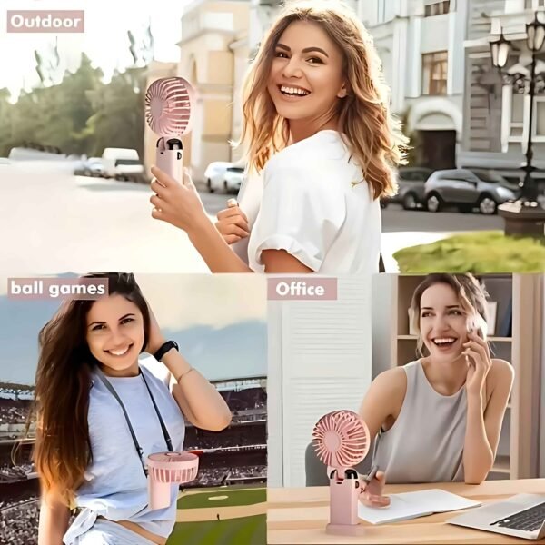 USB Rechargeable Mini Fan – 6 Speed with Smart LED Display